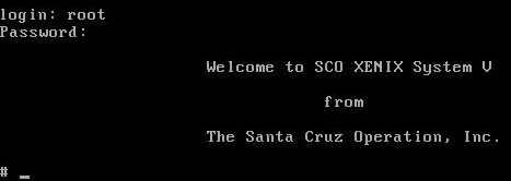 XENIX login screen